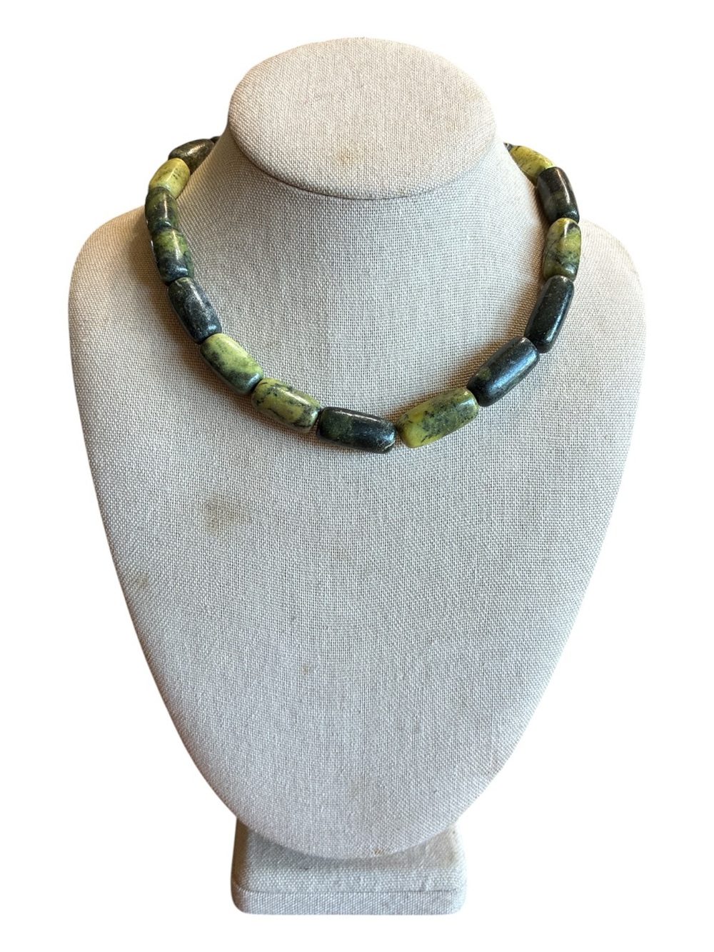 Green Stone Tube Bead Necklace